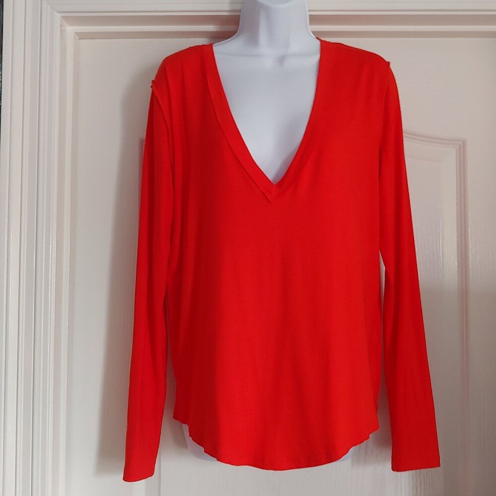 We The Free Breathable Oversize Slouchy Thin Layering Piece Vibrant Tomato Red M